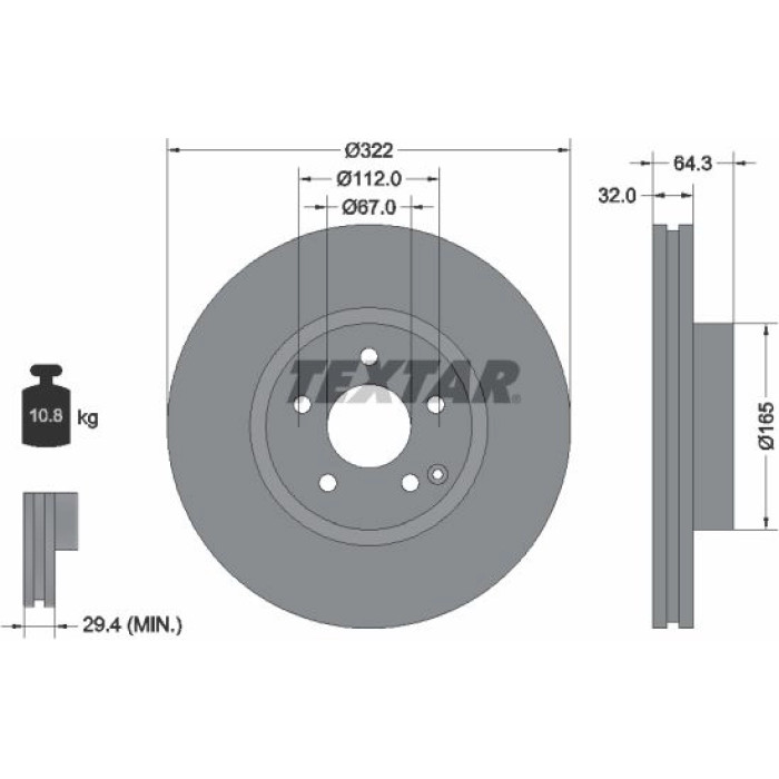 Textar 92163503 Bremsscheibe PRO