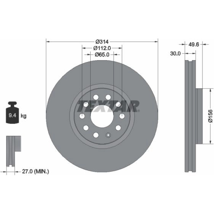 Textar 92232403 Bremsscheibe PRO Textar 92232403 Bremsscheibe PRO