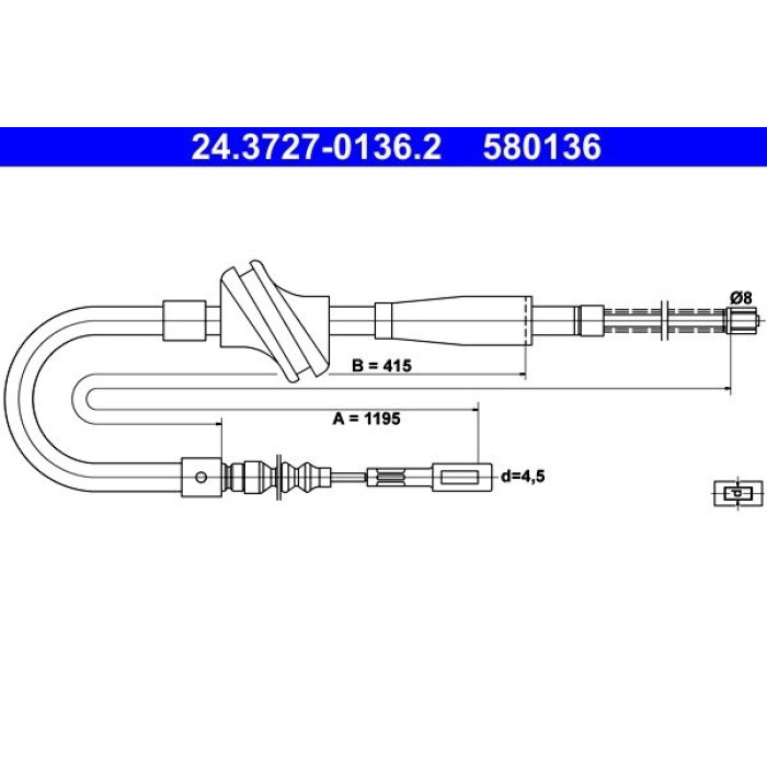 ATE 24.3727-0136.2 Seilzug, Feststellbremse ATE 24.3727-0136.2 Seilzug, Feststellbremse
