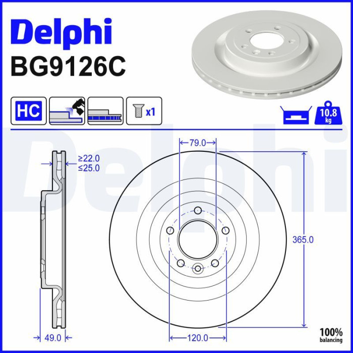 Delphi BG9126C Bremsscheibe Delphi BG9126C Bremsscheibe