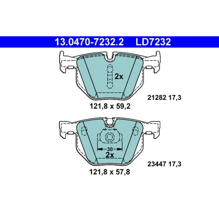 ATE 13.0470-7232.2 Bremsbelagsatz, Scheibenbremse Ceramic ATE 13.0470-7232.2 Bremsbelagsatz, Scheibenbremse Ceramic