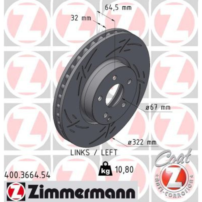 Zimmermann 400.3664.54 Bremsscheibe BLACK Z Zimmermann 400.3664.54 Bremsscheibe BLACK Z