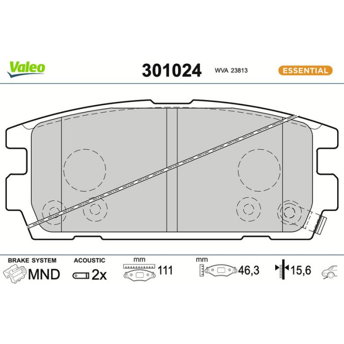 Valeo 301024 Bremsbelagsatz, Scheibenbremse ESSENTIAL Valeo 301024 Bremsbelagsatz, Scheibenbremse ESSENTIAL