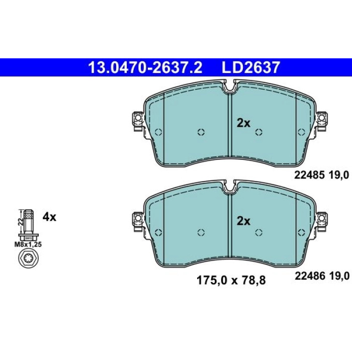 ATE 13.0470-2637.2 Bremsbelagsatz, Scheibenbremse Ceramic ATE 13.0470-2637.2 Bremsbelagsatz, Scheibenbremse Ceramic