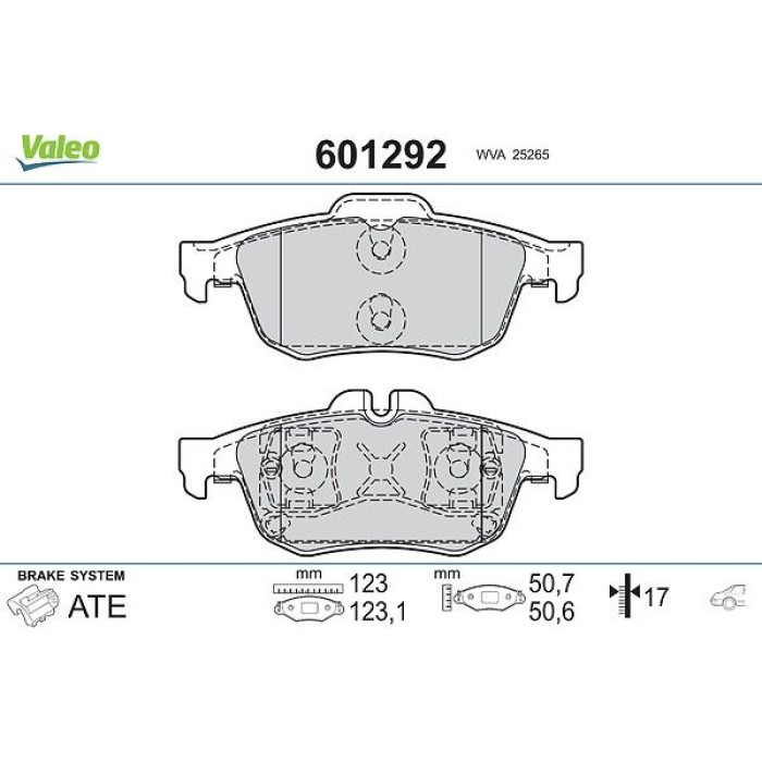 Valeo 601292 Bremsbelagsatz, Scheibenbremse Valeo 601292 Bremsbelagsatz, Scheibenbremse