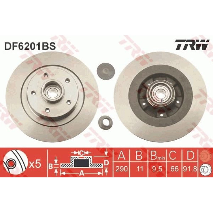 TRW DF6201BS Bremsscheibe SINGLE TRW DF6201BS Bremsscheibe SINGLE