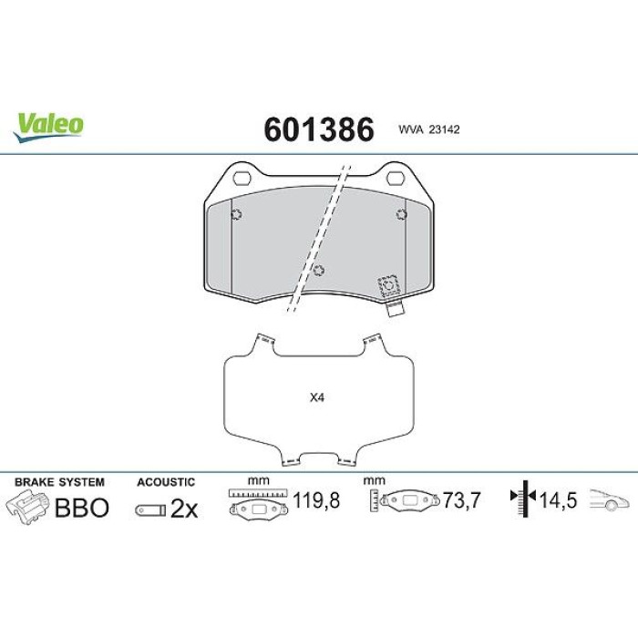 Valeo 601386 Bremsbelagsatz, Scheibenbremse Valeo 601386 Bremsbelagsatz, Scheibenbremse