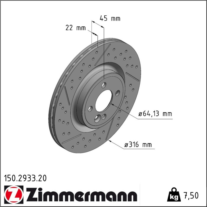 Zimmermann 150.2933.20 Bremsscheibe Coat Z Zimmermann 150.2933.20 Bremsscheibe Coat Z