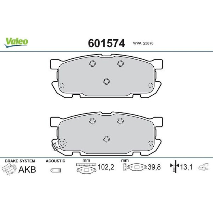Valeo 601574 Bremsbelagsatz, Scheibenbremse Valeo 601574 Bremsbelagsatz, Scheibenbremse