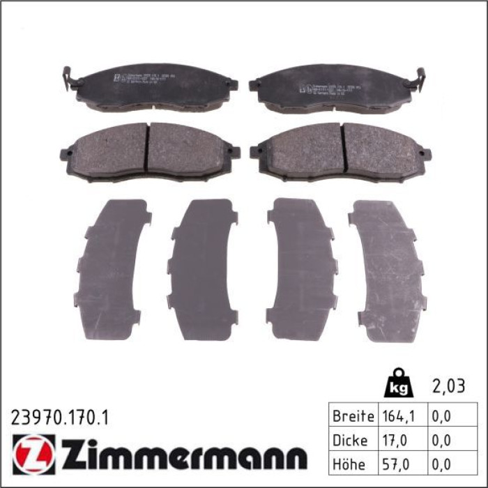 Zimmermann 23970.170.1 Bremsbelagsatz, Scheibenbremse