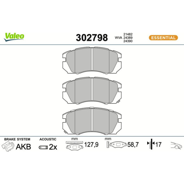 Valeo 302798 Bremsbelagsatz, Scheibenbremse ESSENTIAL