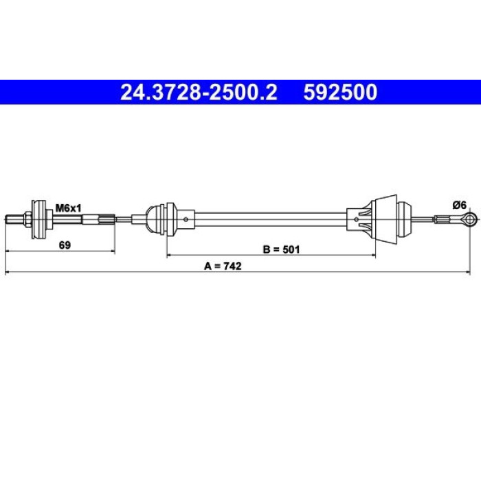 ATE 24.3728-2500.2 Seilzug, Kupplungsbetätigung ATE 24.3728-2500.2 Seilzug, Kupplungsbetätigung