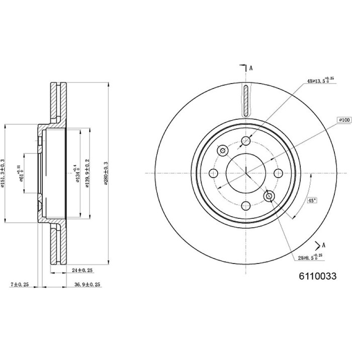 Metzger 6110033 Bremsscheibe