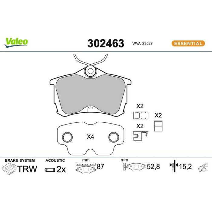Valeo 302463 Bremsbelagsatz, Scheibenbremse ESSENTIAL Valeo 302463 Bremsbelagsatz, Scheibenbremse ESSENTIAL
