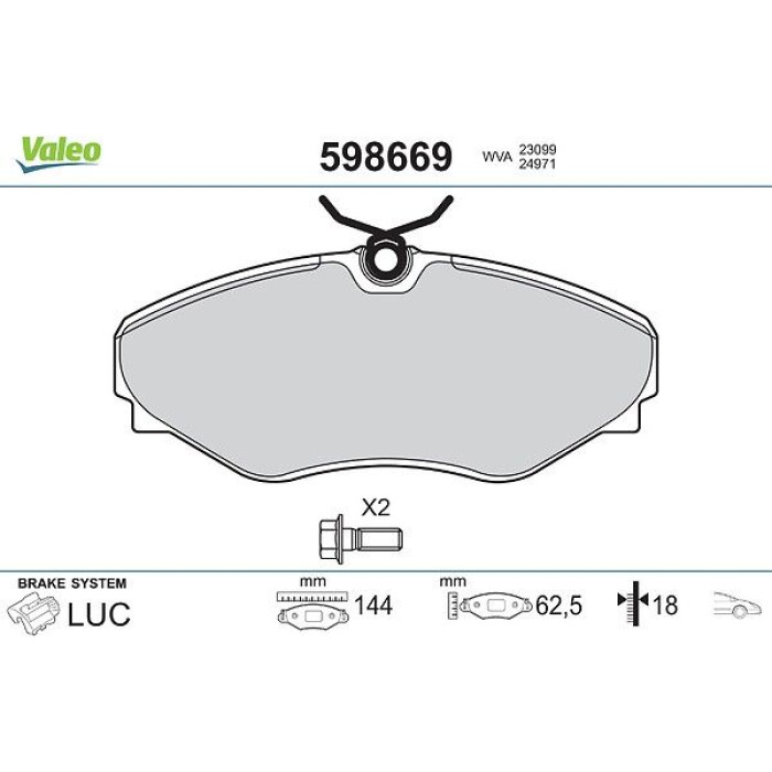 Valeo 598669 Bremsbelagsatz, Scheibenbremse