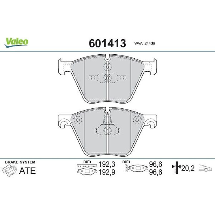 Valeo 601413 Bremsbelagsatz, Scheibenbremse Valeo 601413 Bremsbelagsatz, Scheibenbremse