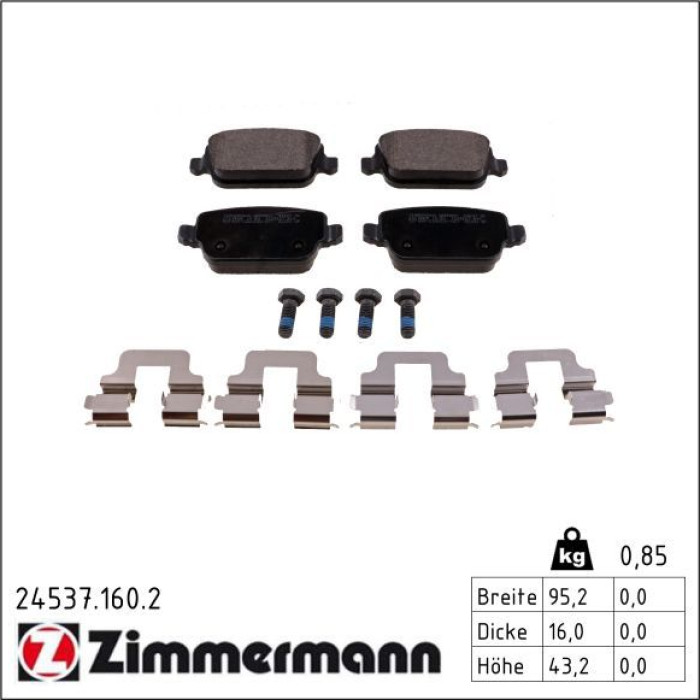Zimmermann 24537.160.2 Bremsbelagsatz, Scheibenbremse