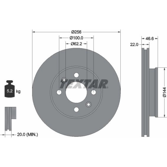 Textar 92164703 Bremsscheibe PRO Textar 92164703 Bremsscheibe PRO