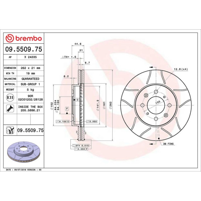 Brembo 09.5509.75 Bremsscheibe XTRA LINE - Max Brembo 09.5509.75 Bremsscheibe XTRA LINE - Max