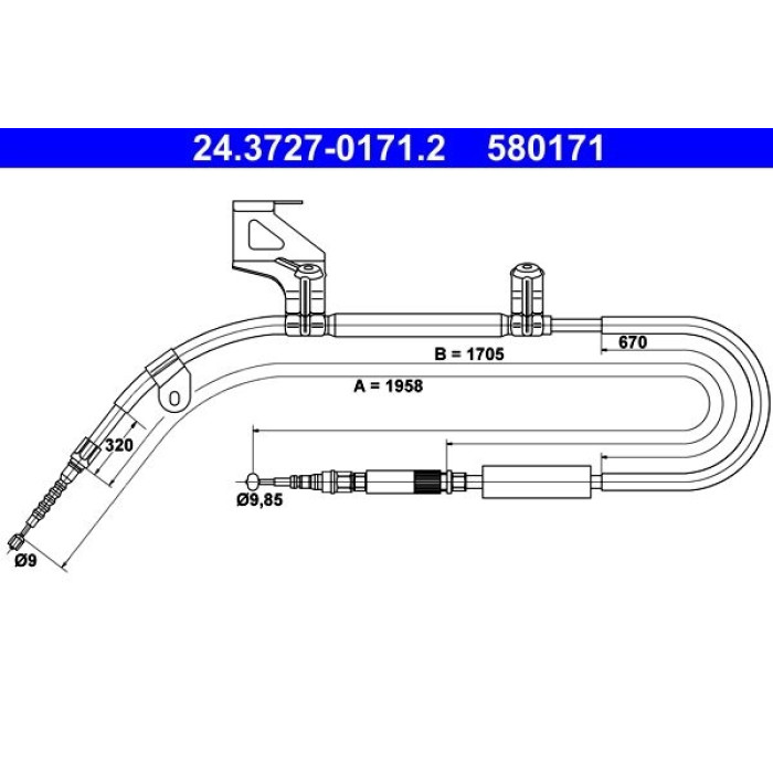 ATE 24.3727-0171.2 Seilzug, Feststellbremse ATE 24.3727-0171.2 Seilzug, Feststellbremse