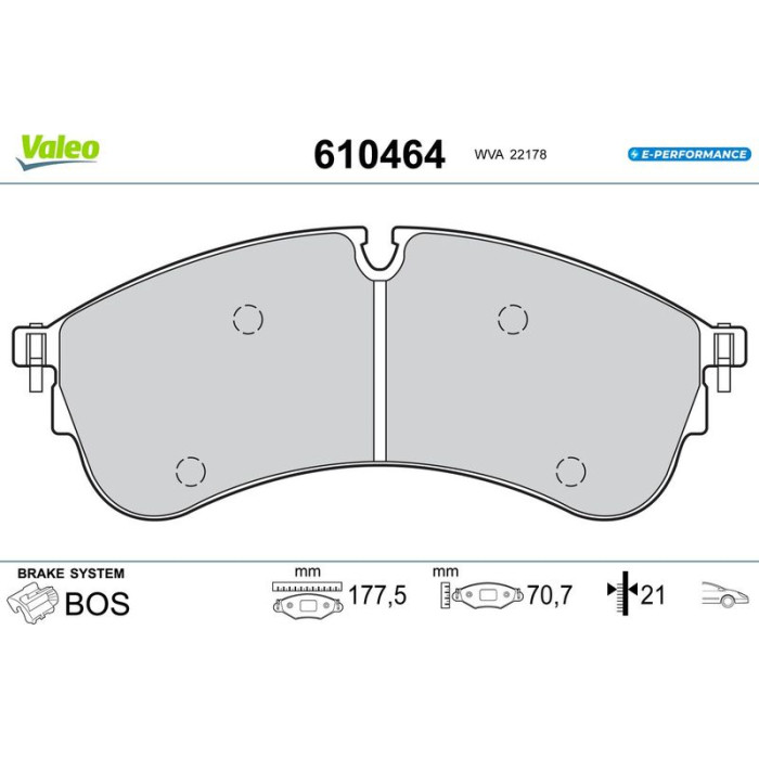Valeo 610464 Bremsbelagsatz, Scheibenbremse E-PERFORMANCE Valeo 610464 Bremsbelagsatz, Scheibenbremse E-PERFORMANCE