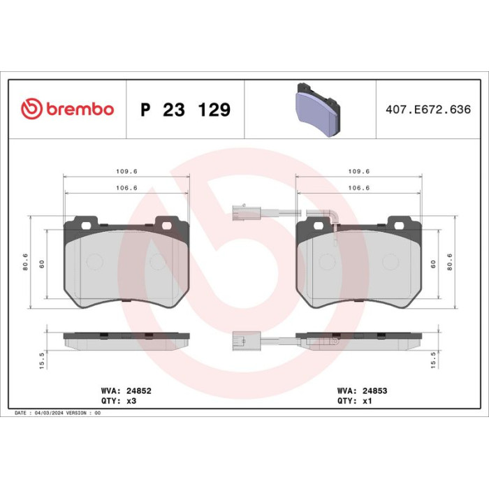 Brembo P 23 129 Bremsbelagsatz, Scheibenbremse PRIME LINE Brembo P 23 129 Bremsbelagsatz, Scheibenbremse PRIME LINE