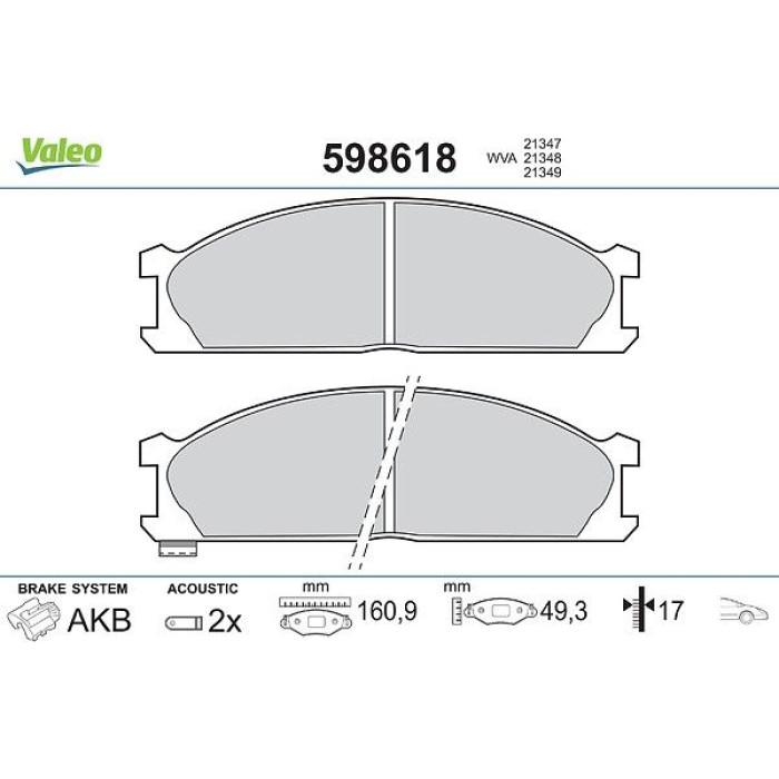 Valeo 598618 Bremsbelagsatz, Scheibenbremse Valeo 598618 Bremsbelagsatz, Scheibenbremse
