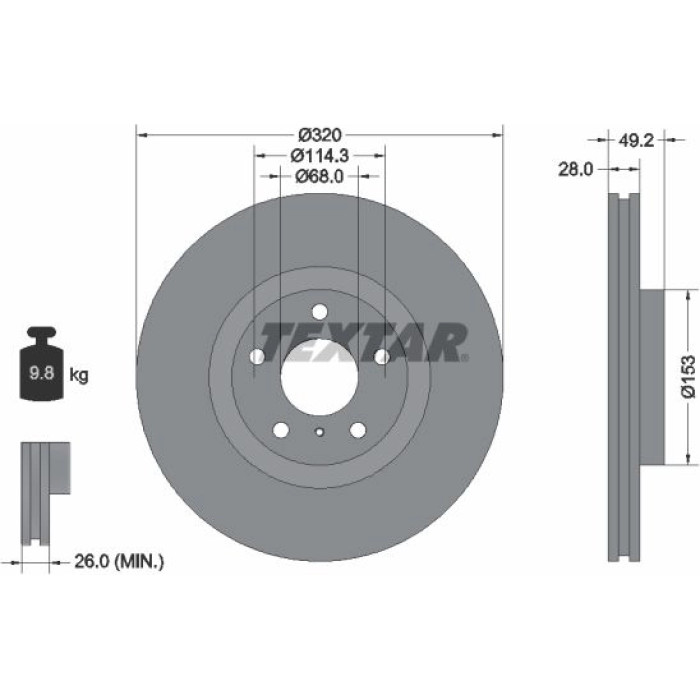 Textar 92162405 Bremsscheibe PRO+ Textar 92162405 Bremsscheibe PRO+