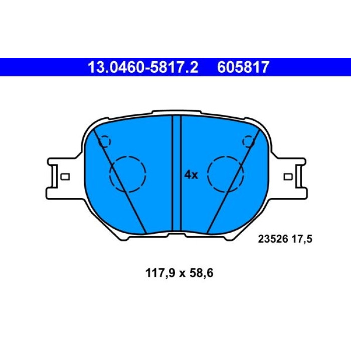ATE 13.0460-5817.2 Bremsbelagsatz, Scheibenbremse ATE 13.0460-5817.2 Bremsbelagsatz, Scheibenbremse