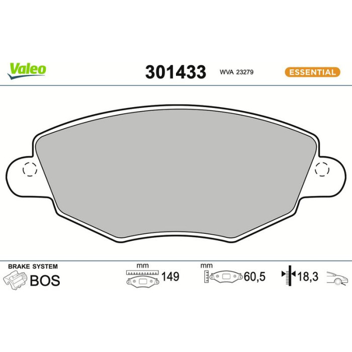 Valeo 301433 Bremsbelagsatz, Scheibenbremse ESSENTIAL Valeo 301433 Bremsbelagsatz, Scheibenbremse ESSENTIAL