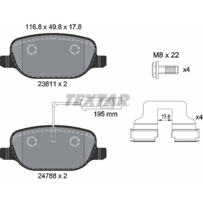 Textar 2381101 Bremsbelagsatz, Scheibenbremse Q+