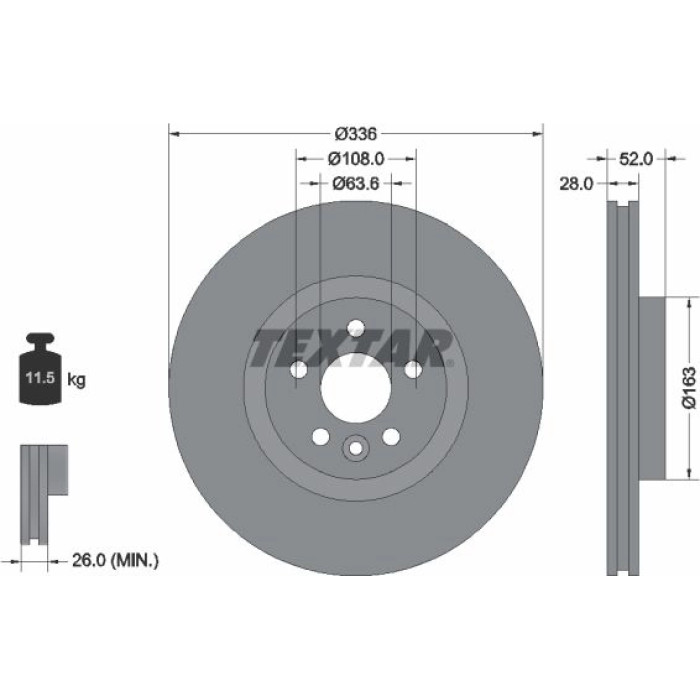 Textar 92168203 Bremsscheibe PRO Textar 92168203 Bremsscheibe PRO