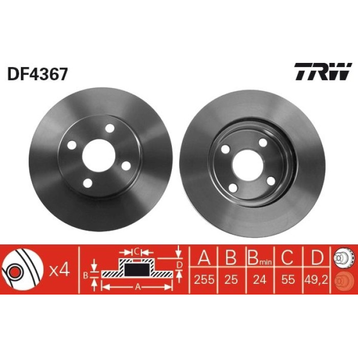 TRW DF4367 Bremsscheibe TRW DF4367 Bremsscheibe