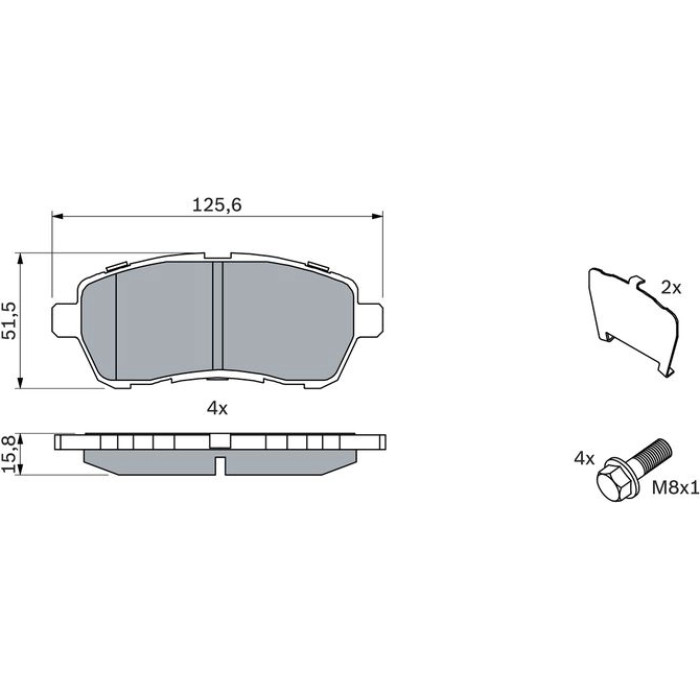 BOSCH 0 986 494 195 Bremsbelagsatz, Scheibenbremse