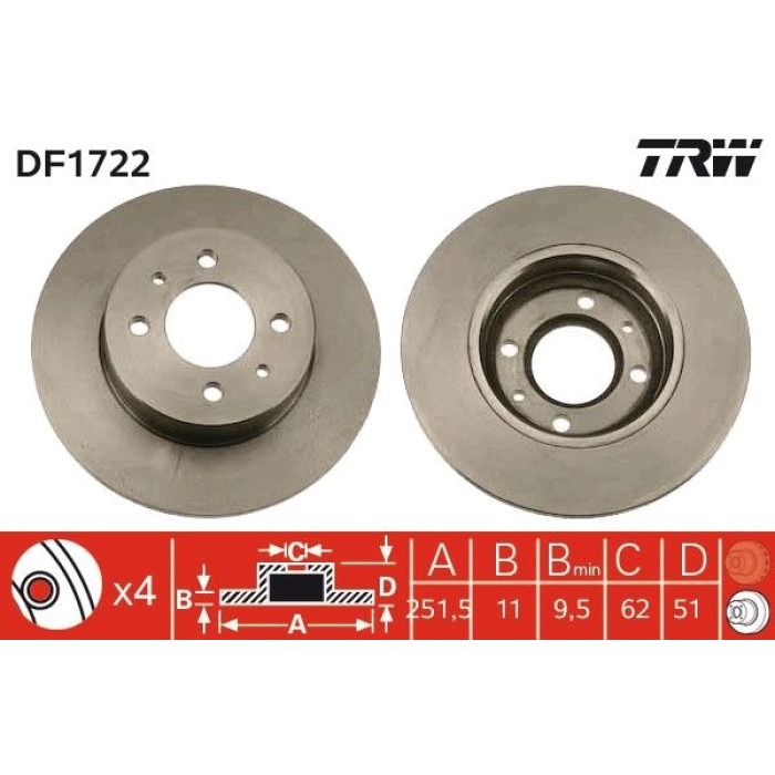 TRW DF1722 Bremsscheibe TRW DF1722 Bremsscheibe