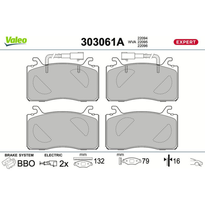 Valeo 303061A Bremsbelagsatz, Scheibenbremse EXPERT Valeo 303061A Bremsbelagsatz, Scheibenbremse EXPERT