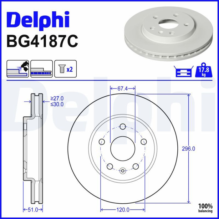 Delphi BG4187C Bremsscheibe Delphi BG4187C Bremsscheibe