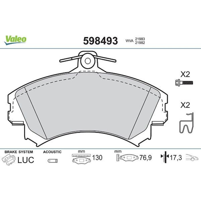 Valeo 598493 Bremsbelagsatz, Scheibenbremse