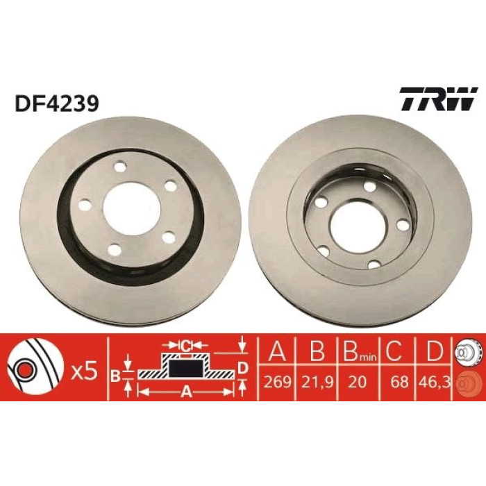 TRW DF4239 Bremsscheibe TRW DF4239 Bremsscheibe
