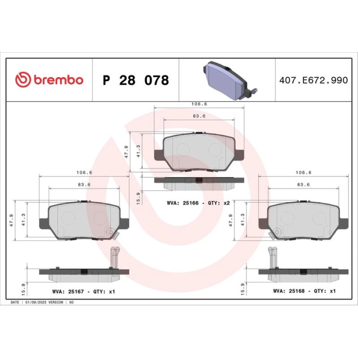 Brembo P 28 078 Bremsbelagsatz, Scheibenbremse PRIME LINE Brembo P 28 078 Bremsbelagsatz, Scheibenbremse PRIME LINE
