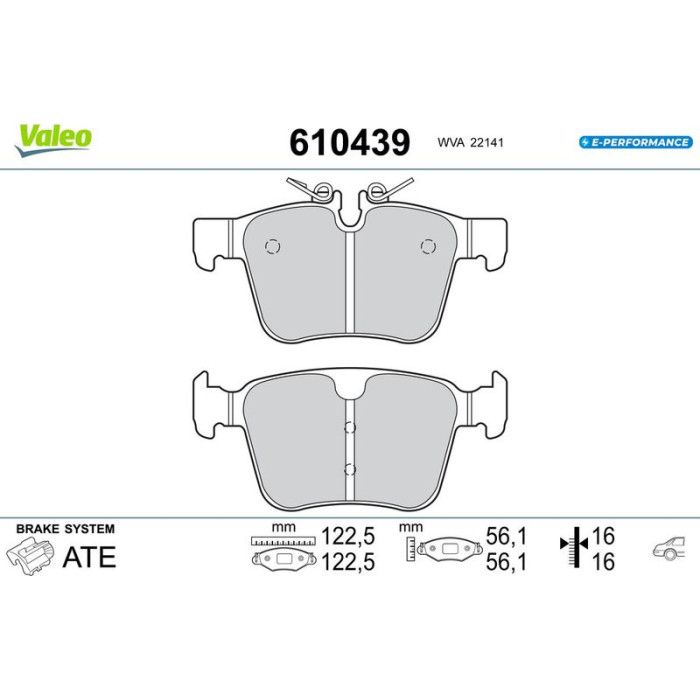 Valeo 610439 Bremsbelagsatz, Scheibenbremse E-PERFORMANCE Valeo 610439 Bremsbelagsatz, Scheibenbremse E-PERFORMANCE