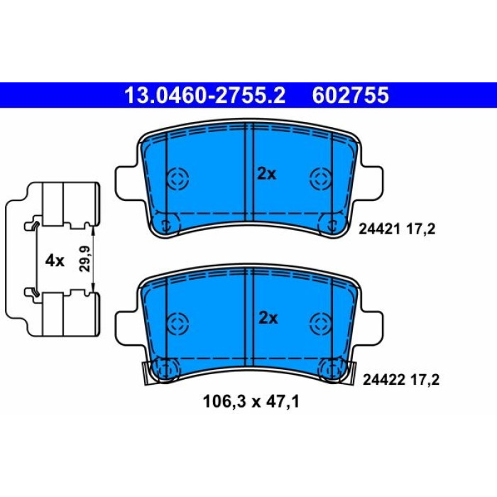 ATE Bremsbelagsatz-SET 13.0460-5612.2+13.0460-2755.2 ATE Bremsbelagsatz-SET 13.0460-5612.2+13.0460-2755.2
