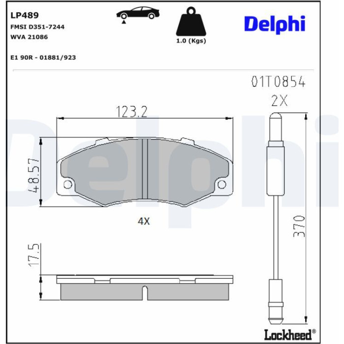 Delphi LP489 Bremsbelagsatz, Scheibenbremse Delphi LP489 Bremsbelagsatz, Scheibenbremse