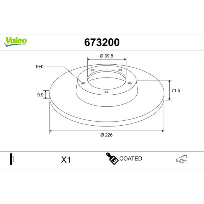 Valeo 673200 Bremsscheibe COATED Valeo 673200 Bremsscheibe COATED