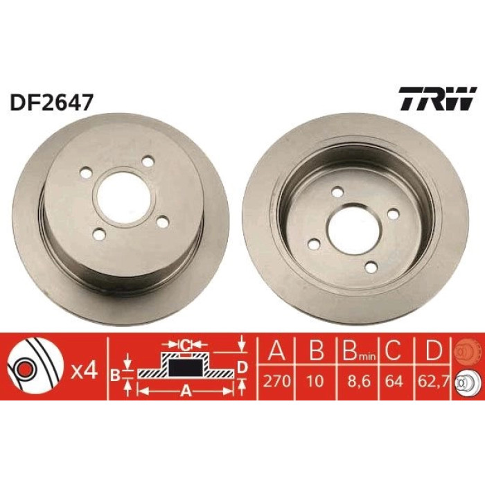 TRW DF2647 Bremsscheibe TRW DF2647 Bremsscheibe
