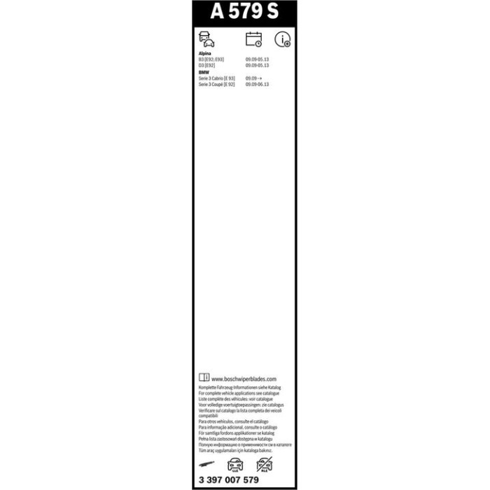 BOSCH A 579 S Scheibenwischer Aerotwin 3 397 007 579 BOSCH A 579 S Scheibenwischer Aerotwin 3 397 007 579