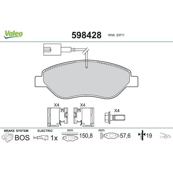 Valeo 598428 Bremsbelagsatz, Scheibenbremse