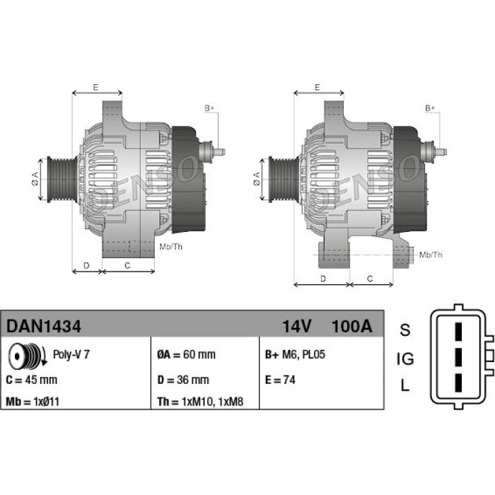 Denso DAN1434 Generator Denso DAN1434 Generator