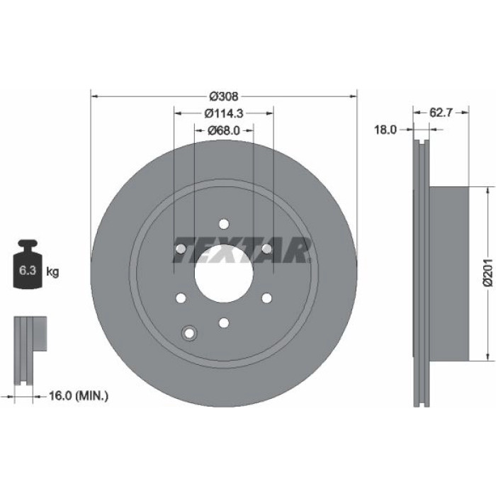 Textar 92181603 Bremsscheibe PRO Textar 92181603 Bremsscheibe PRO
