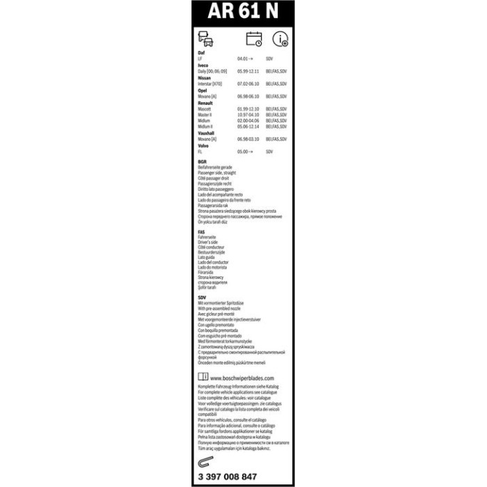 BOSCH AR 61 N Scheibenwischer Aerotwin Retro 3 397 008 847 BOSCH AR 61 N Scheibenwischer Aerotwin Retro 3 397 008 847